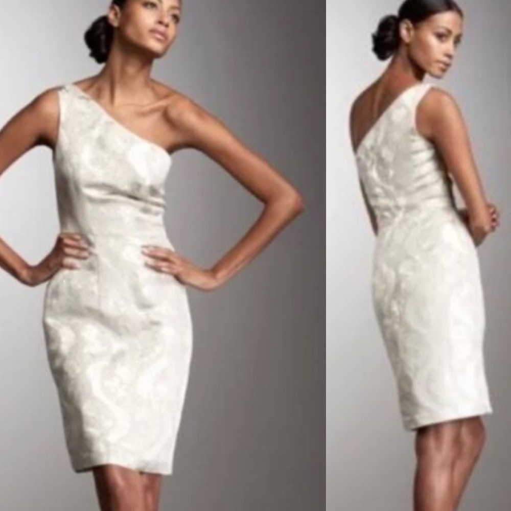 Tory Burch Ardell ivory and gold metallic dress